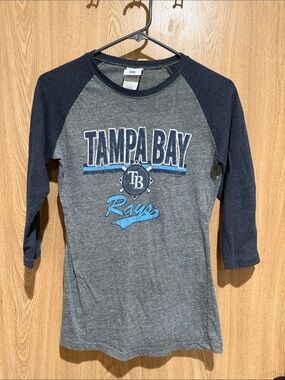 Tampa Bay Rays Women's Raglan Long Sleeve Tee - Gray & Navy